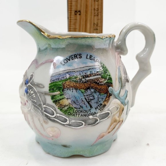 Vtg Dragonware Lusterware Creamer Moriage Lovers Leap Chattanooga TN Souvenir - Picture 2 of 12